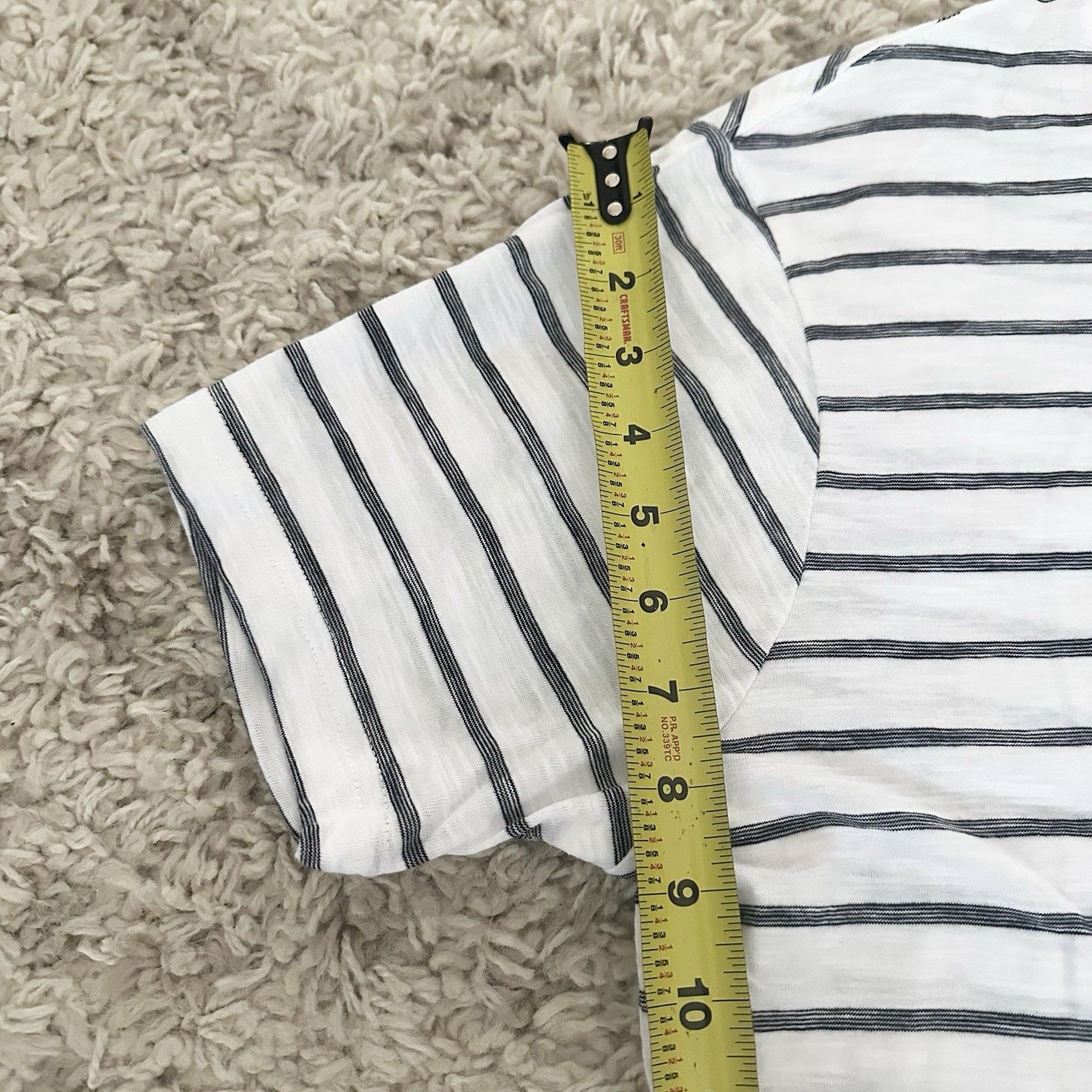 Carly Jean Los Angeles 1906 Hammond Black White Striped T-Shirt Pocket Men Large — image 8 of 8